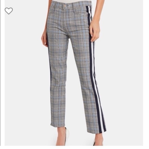 MOTHER Denim - MOTHER Plaid Ankle Pants Jeans with Navy Stripes 29